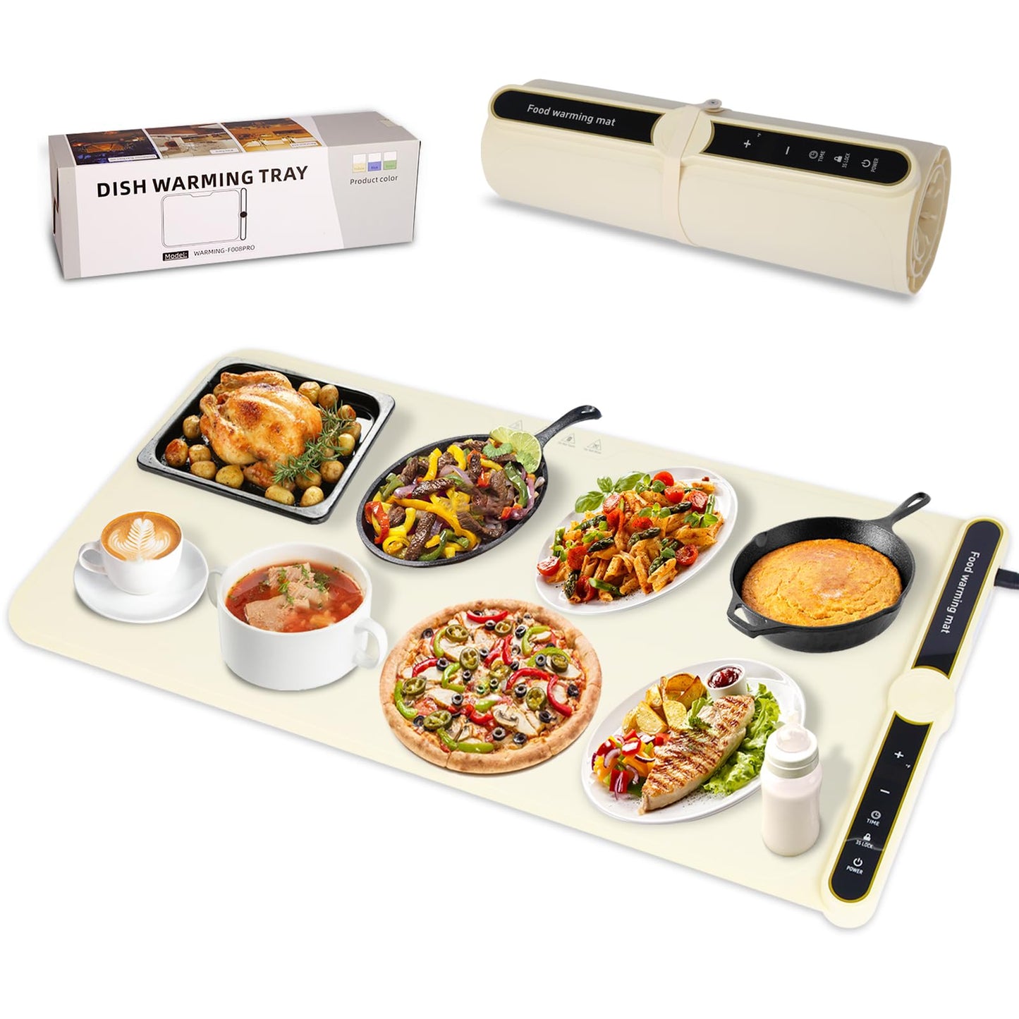 Heatmate™ - Heating Roll-Up Food Warmer Mat with 6 Temp/Timer Settings.