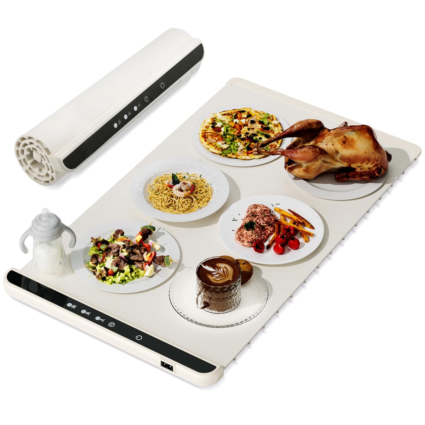 Heatmate™ - Heating Roll-Up Food Warmer Mat with 6 Temp/Timer Settings.